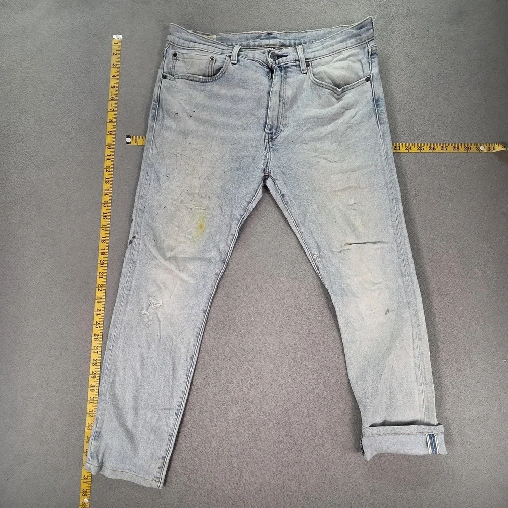 Levis Jeans Mens Selvedge Blue Light Wash Slim Thrashed Fits‎ 34x27